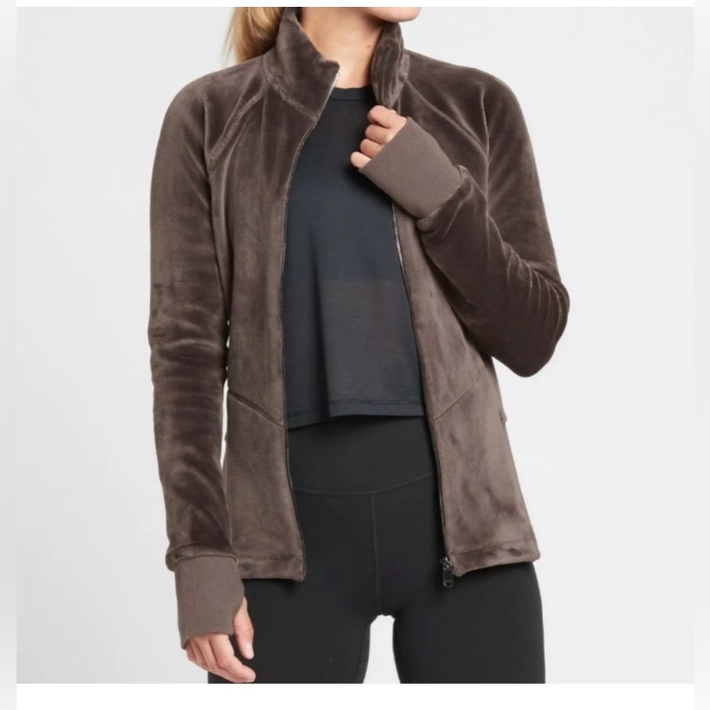 Athleta Cloud Fleece Jacket in Shale, XS